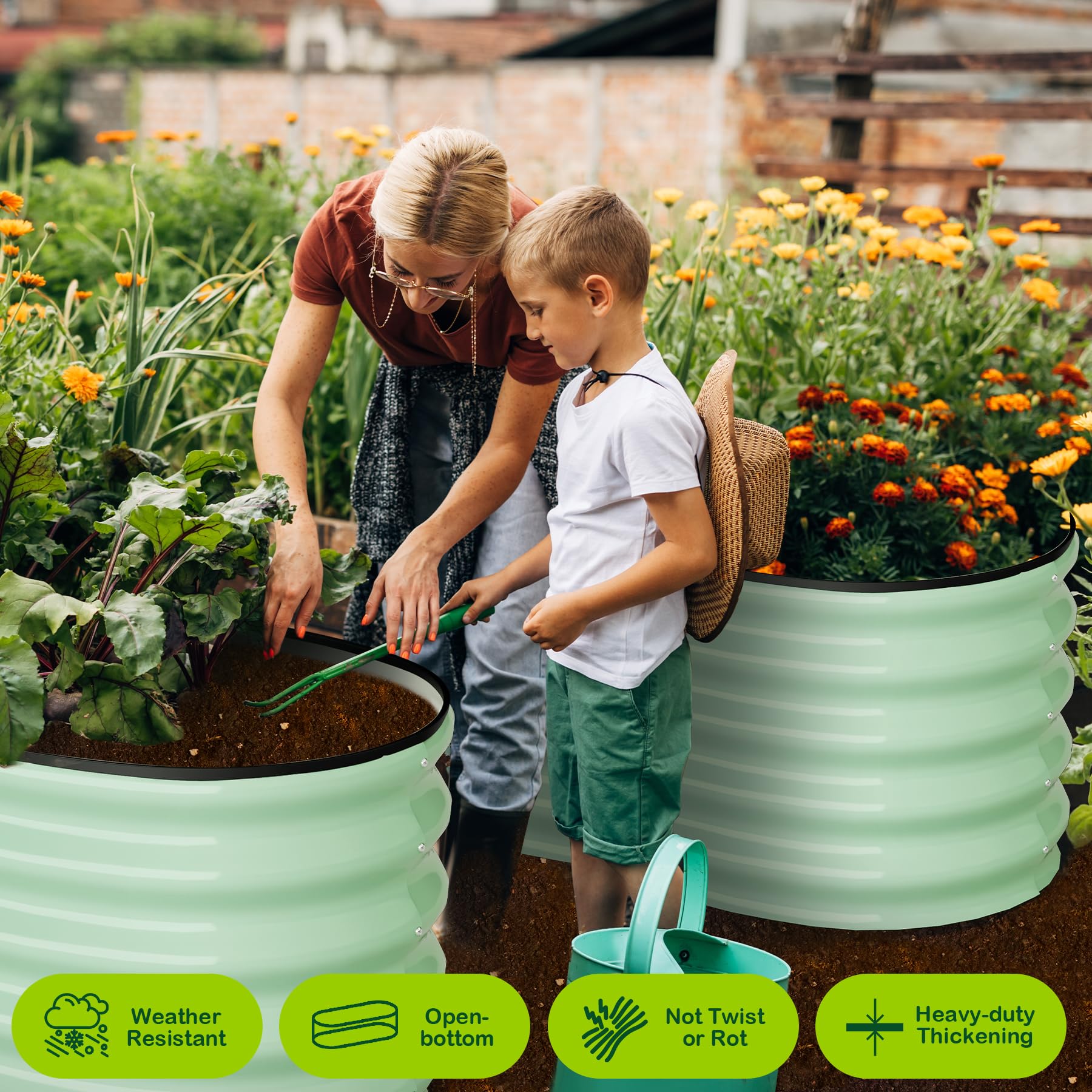 Green Galvanized Raised Garden Beds — 2-Pack — product image 2